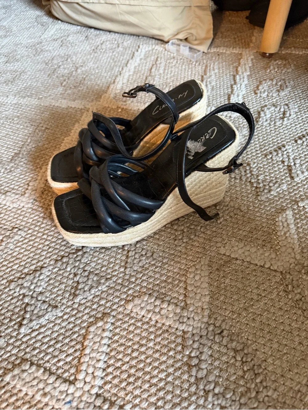 Sam Edelman Black Strappy Espadrille Sandals